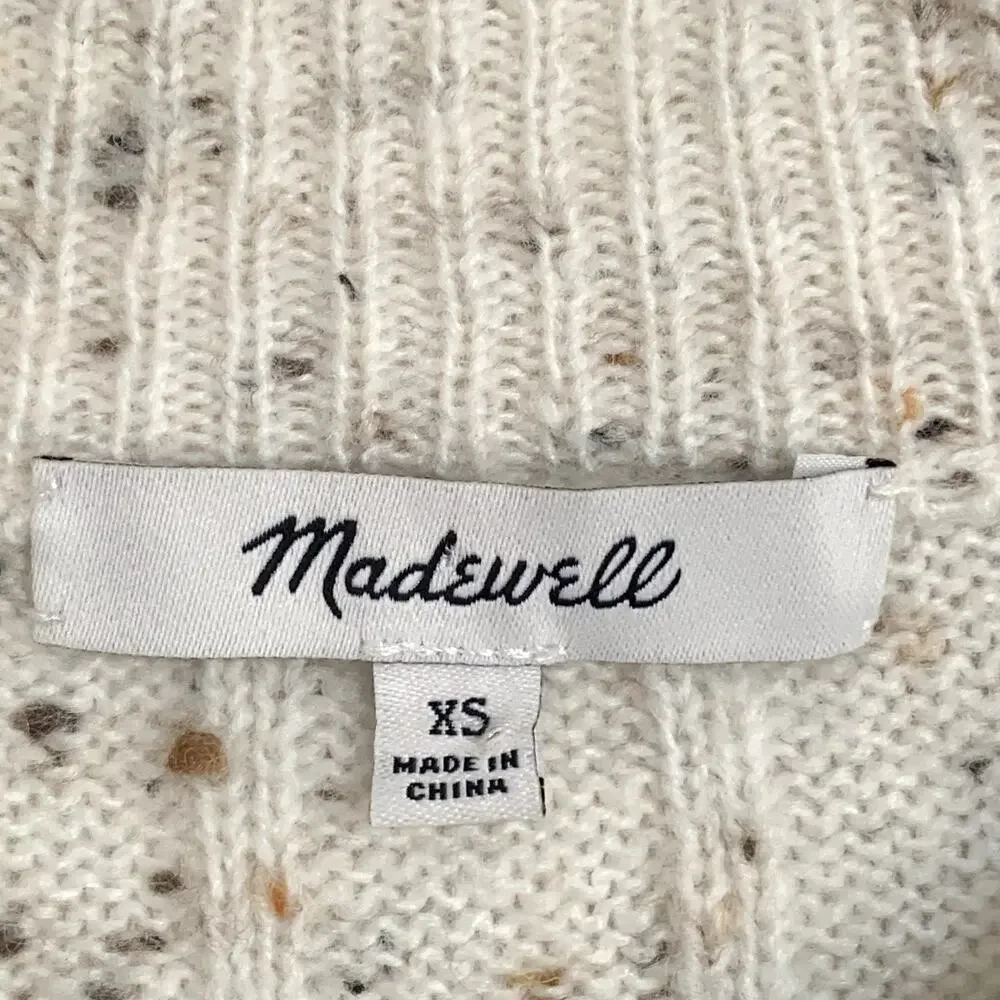 Madewell Donegal‎ Bowden Henley Wool Blend Sweater Coziest Yarn in Cream